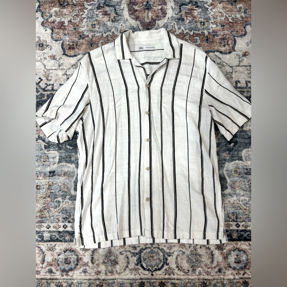 Zara men’s linen short sleeve button up M